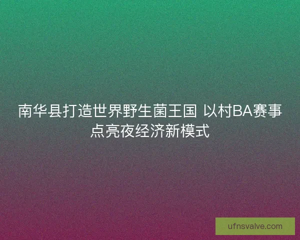 南华县打造世界野生菌王国 以村BA赛事点亮夜经济新模式