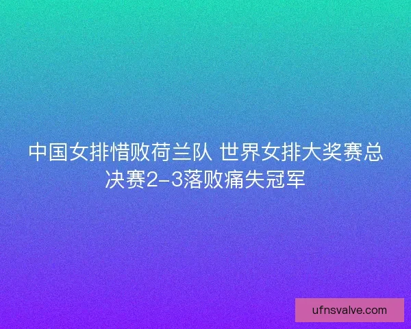 中国女排惜败荷兰队 世界女排大奖赛总决赛2-3落败痛失冠军